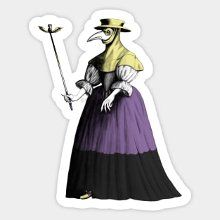 Enby Lady Plague Doctor (antique) Sticker